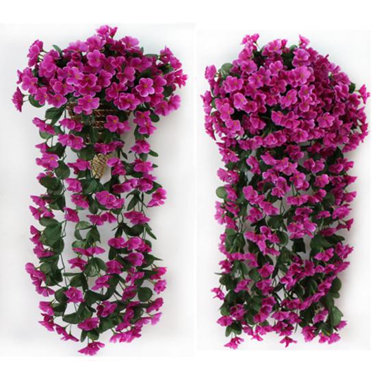 220Pcs Heads/1 Bouquet Five-Petal Artificial Violet Flower Bracketplant Hanging