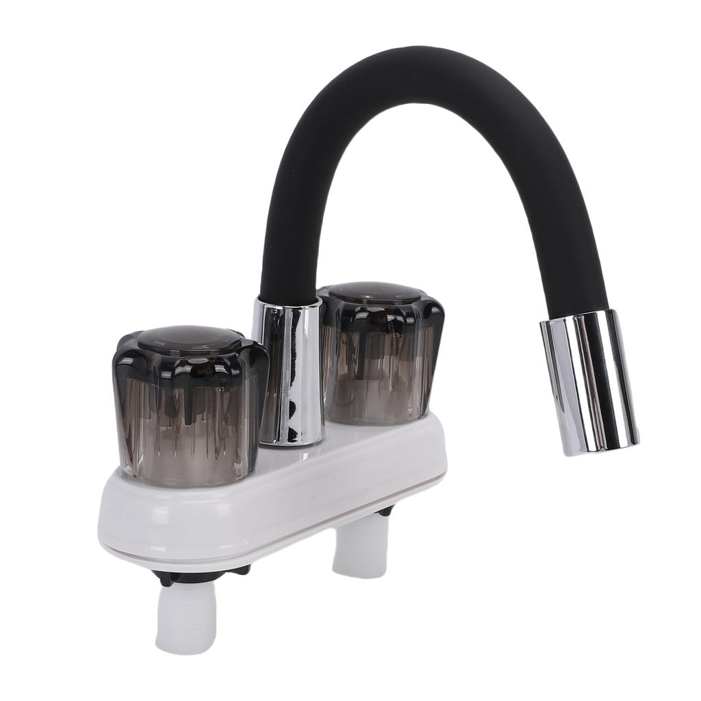 RV Exterior Faucet Hot Cold with Quick Connect Adapter Flexible Outlet Pipe for Motorhome Boat Bathroom Van Outdoor