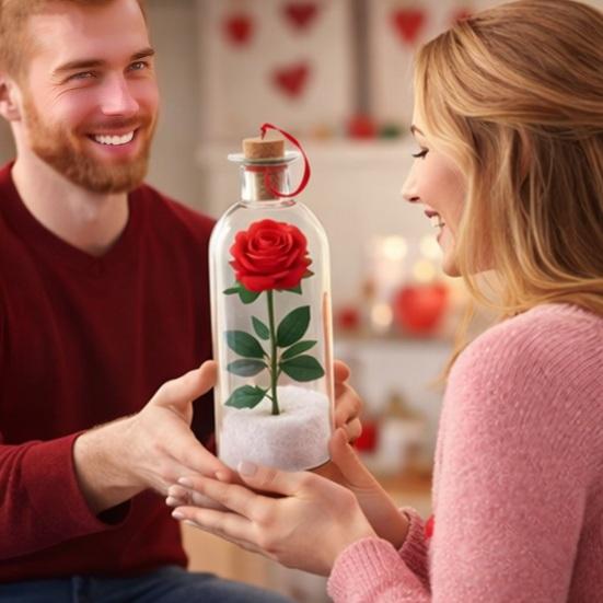 1/2/3 Bucăți Ornament Trandafir cu Voce Înregistrabilă cu Redare Dop Sticlă Transparentă Sticlă Mesaj Vocal cu Trandafir în Interior Decorațiune Festival Suvenir de Sărbătoare Cadou