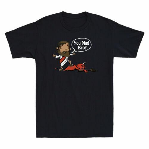 You Mad Bro Jesus pk Devil Funny Christian Gift Retro Men s Cotton Black T-Shirt S