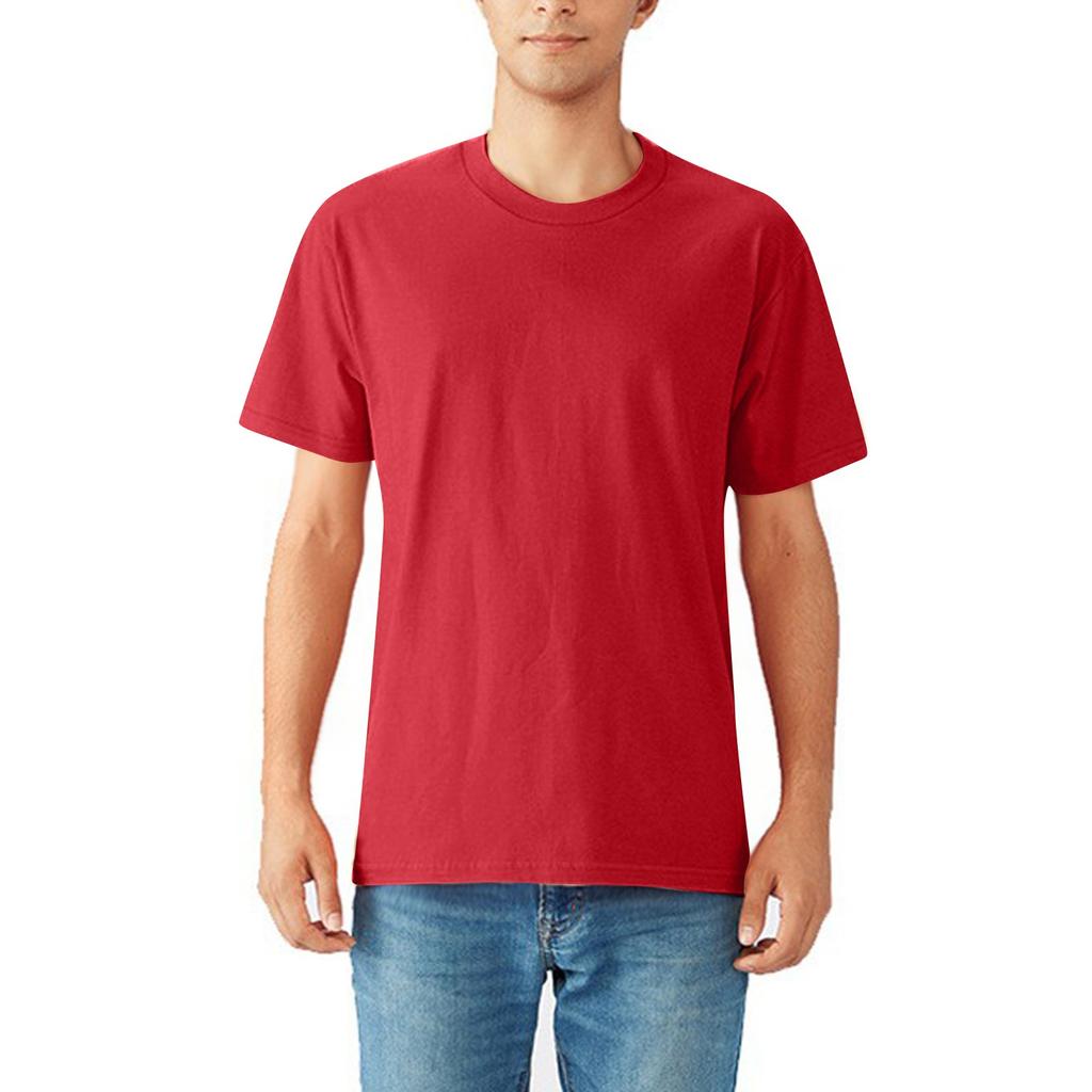 Lockeres einfarbiges Rundhals-T-Shirt gekämmte Baumwolle Herren Kurzarm