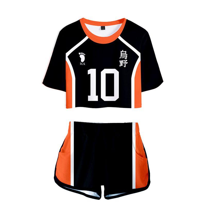 

Карасуно Некома Хайкюу Футболка с 3D-принтом Шорты Костюм Костюм Женский Karasuno-10,L