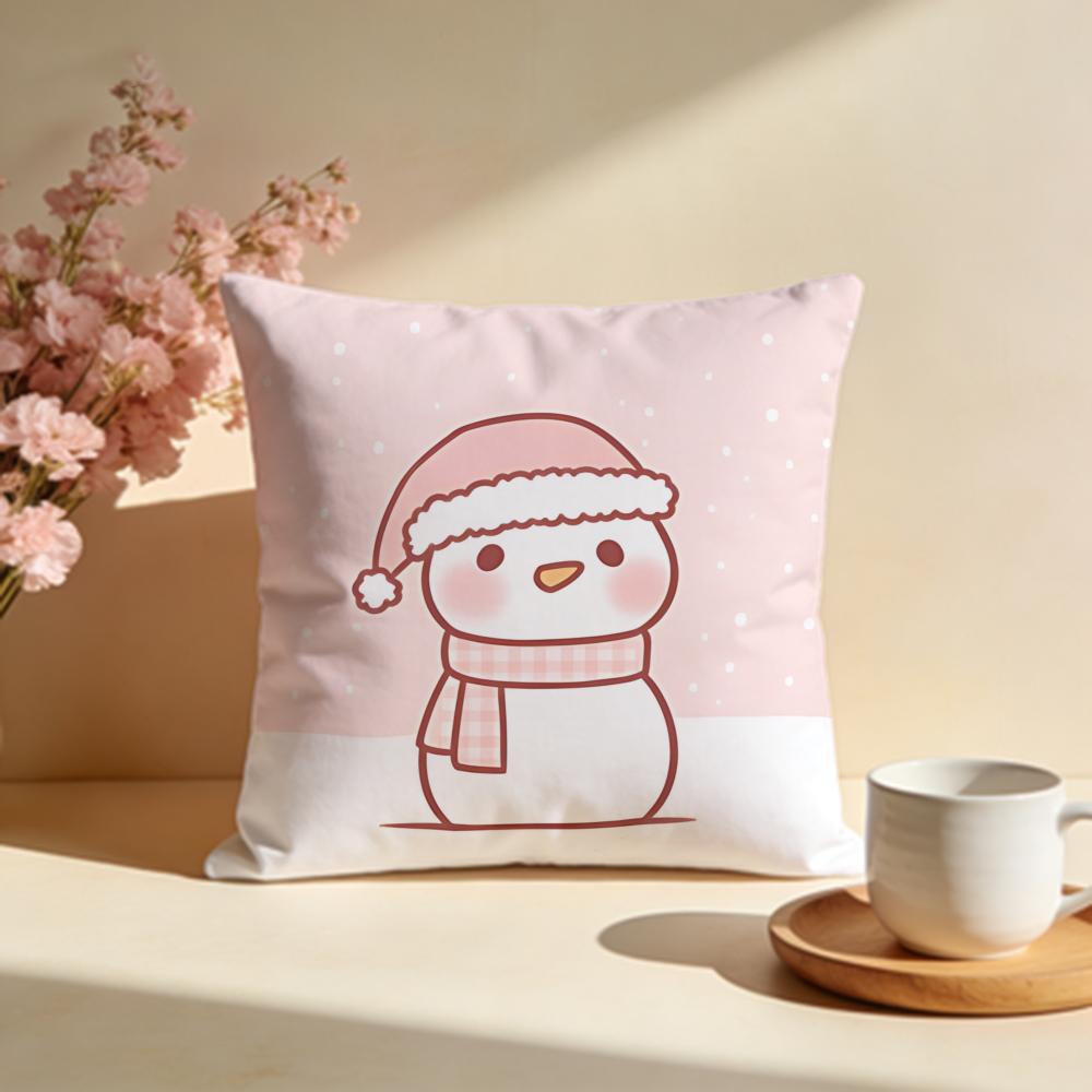 Frosty Snowman Cushion Cover Soft Pillow Cases for Home Bedroom Living Room Sofa