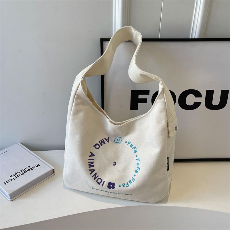 Urban Simple Design Canvas Tote Bag For Women Versatile Handbag For College Students