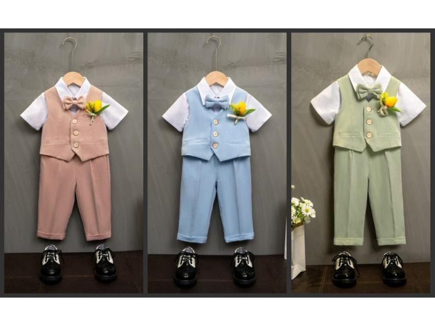 Traje de Florista Estilo Britânico Outono/Inverno para Bebês de 1 Ano - Roupa de Aniversário e Casamento
