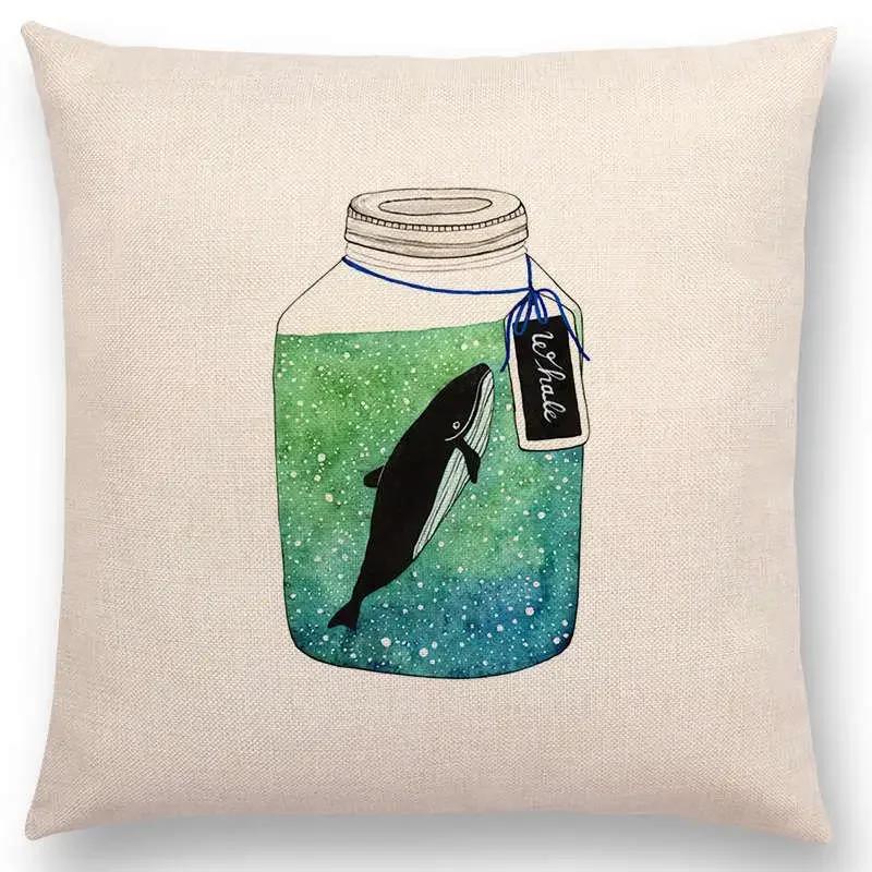 Newest Fashion Nordic Style Whale Cushion Cover Ocean Whales Home Pillow Case   Pillows Covers