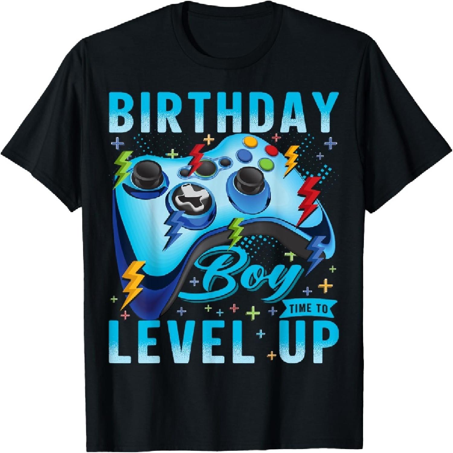 

Birthday Boy Time to Level Up Video Game Birthday Gamer Boys T-Shirt S