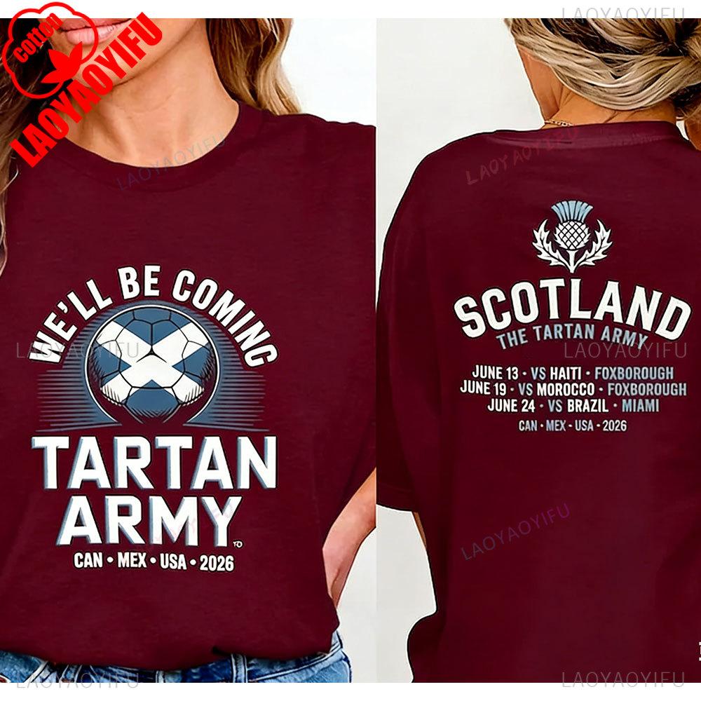 Schottland 2026 T-Shirt Tartan Army Spielplan T-Shirt Schottland gegen Brasilien Grafik-T-Shirts T-Shirt Schottischer Fußballfan Geschenk Unisex