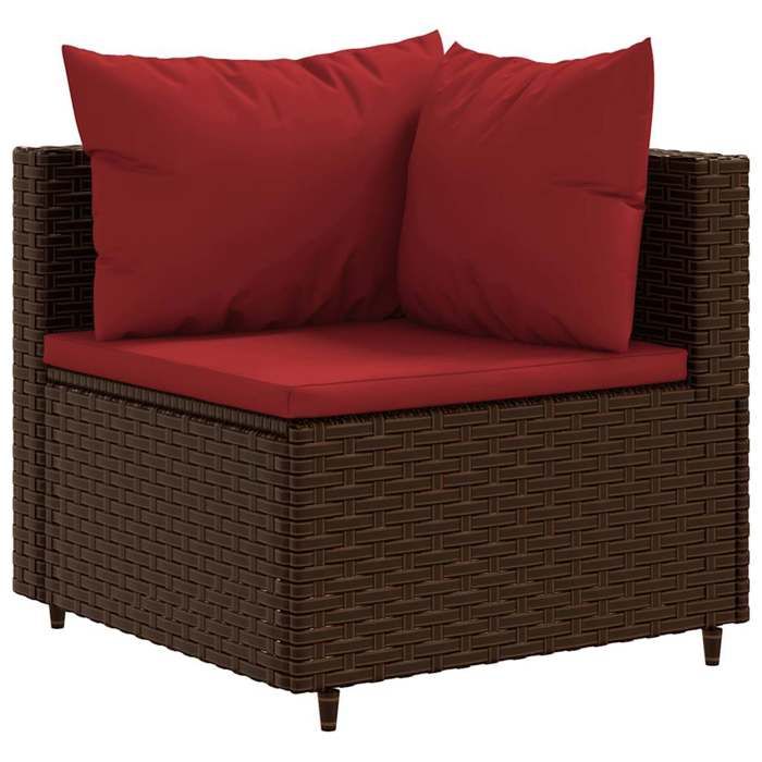 VidaXL Garden Lounge Set 6 Pcs with Cushions Brown Wicker, Outdoor Sofa Set, Garden Corner Sofa, 3308165