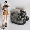 Autumn and Winter New Models Show Feet, Small Women, High Value, Fashionable, Warm and Cold-resistant Thick-soled Snow Boots Tide