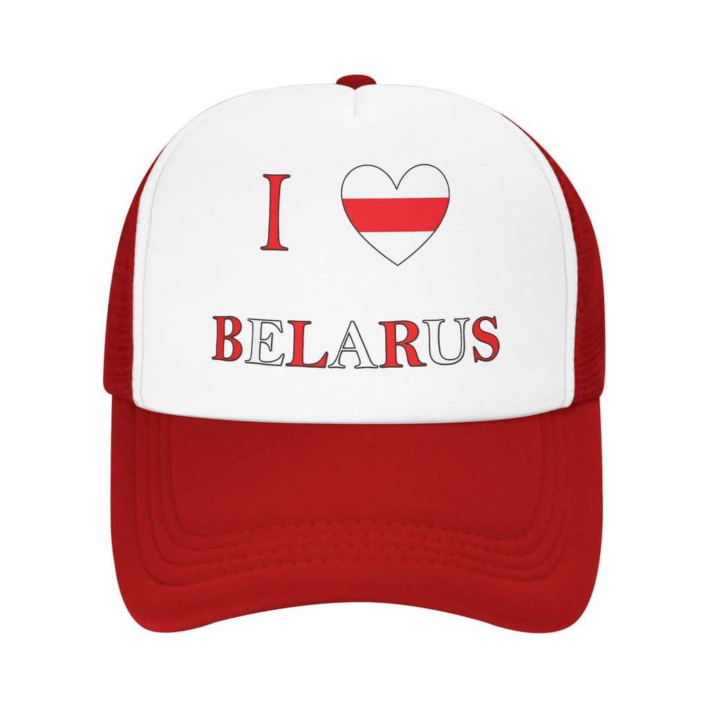 Summer Mesh Sun Hats I Love Belarus  Spring Baseball Cap Trucker Hat  FeUnisex Unisex Custom Logo Tennis Skate Baseball Caps