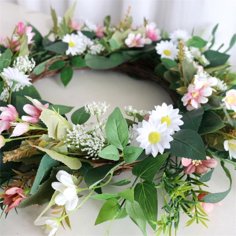 Artificial Flower Wreath Spring Wreath Decoration for Front Door Farmhouses Garden for Wedding Party Home Decoration