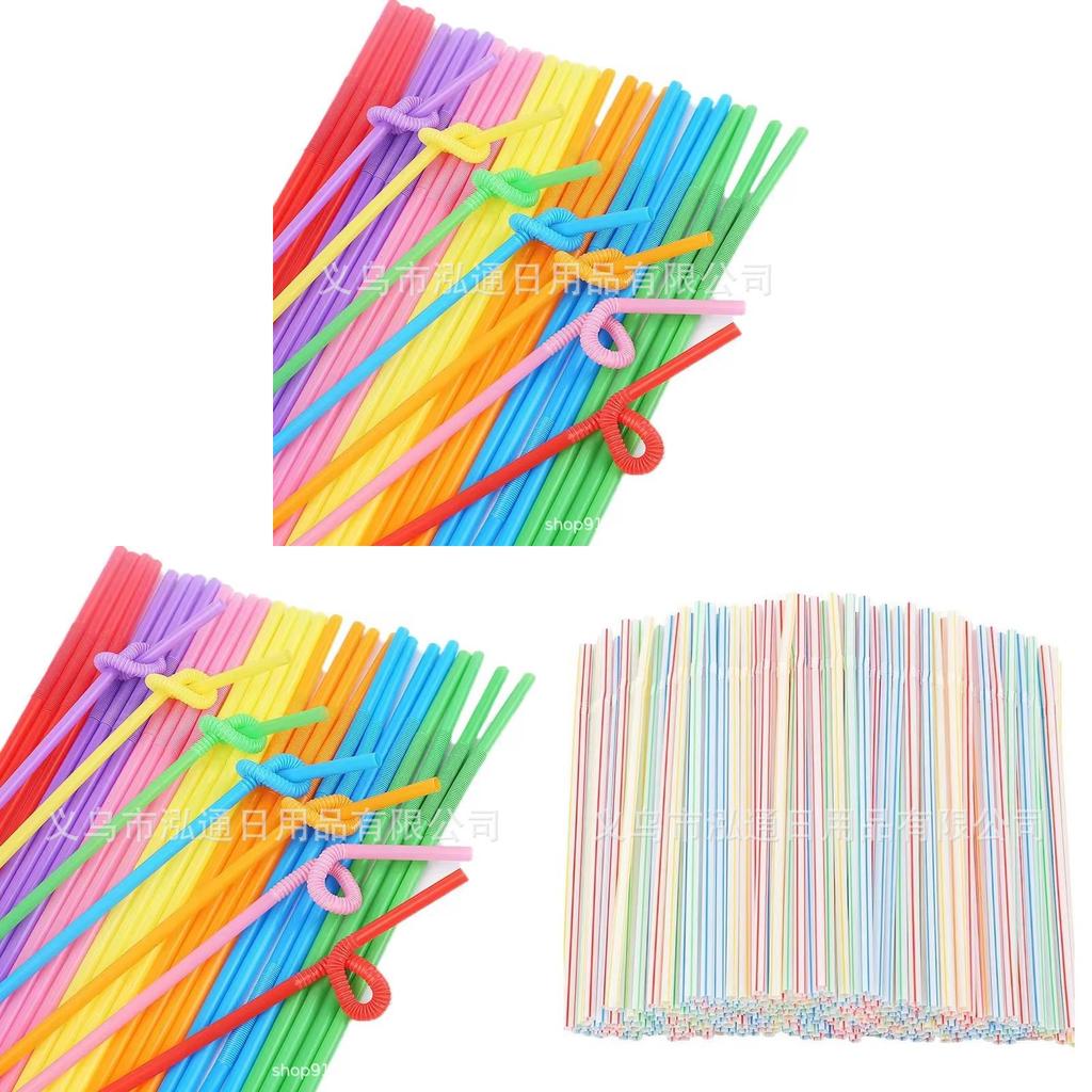 Plastic Drinking Straws 100pcs Colorful Bendable Beverage Party Supplies For Weddings And Events
