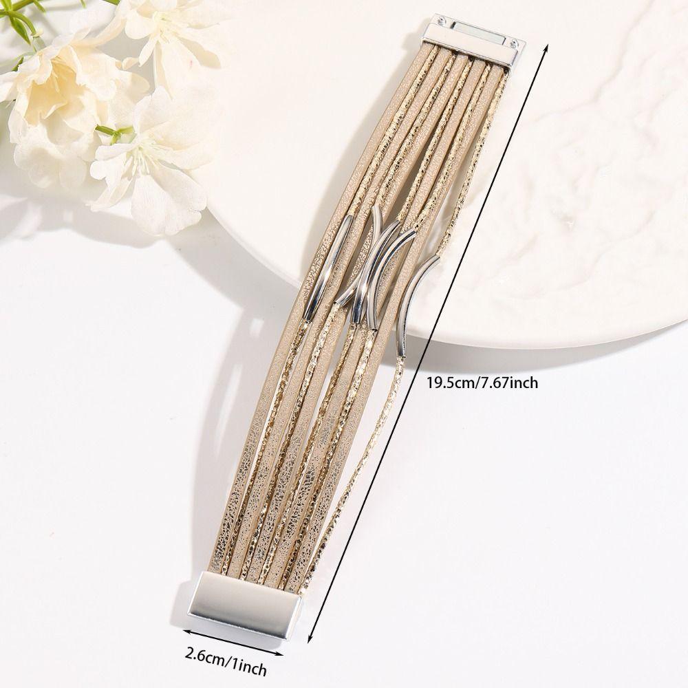 Metal Tube Decoration Chunky Bracelet Wide Band Multilayer Bracelet Men's Accessory
