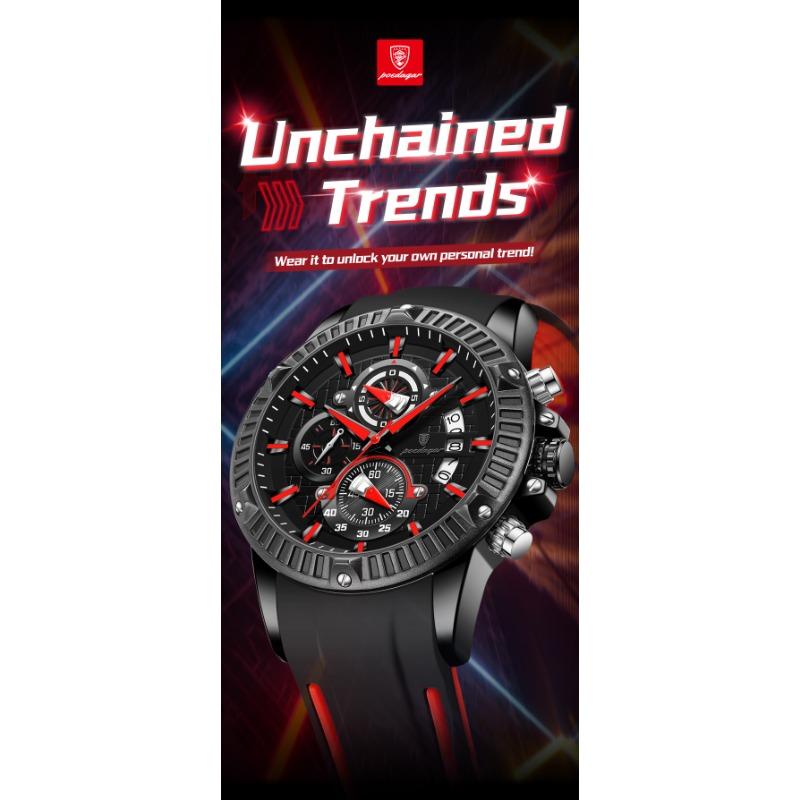 POEDAGAR Sports Men Watches Waterproof Luminous Chronograph Date Military Watch Silicone Strap Quartz Wristwatch Reloj