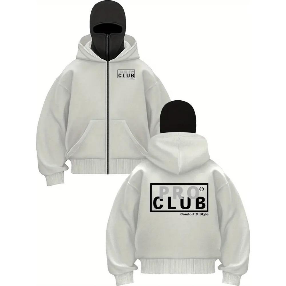 Men's Y2K Trendy Brand Velvet Double Hat Unique Design Hooded Sweatshirt Autumn and Winter New Loose High-end Sweatshirt