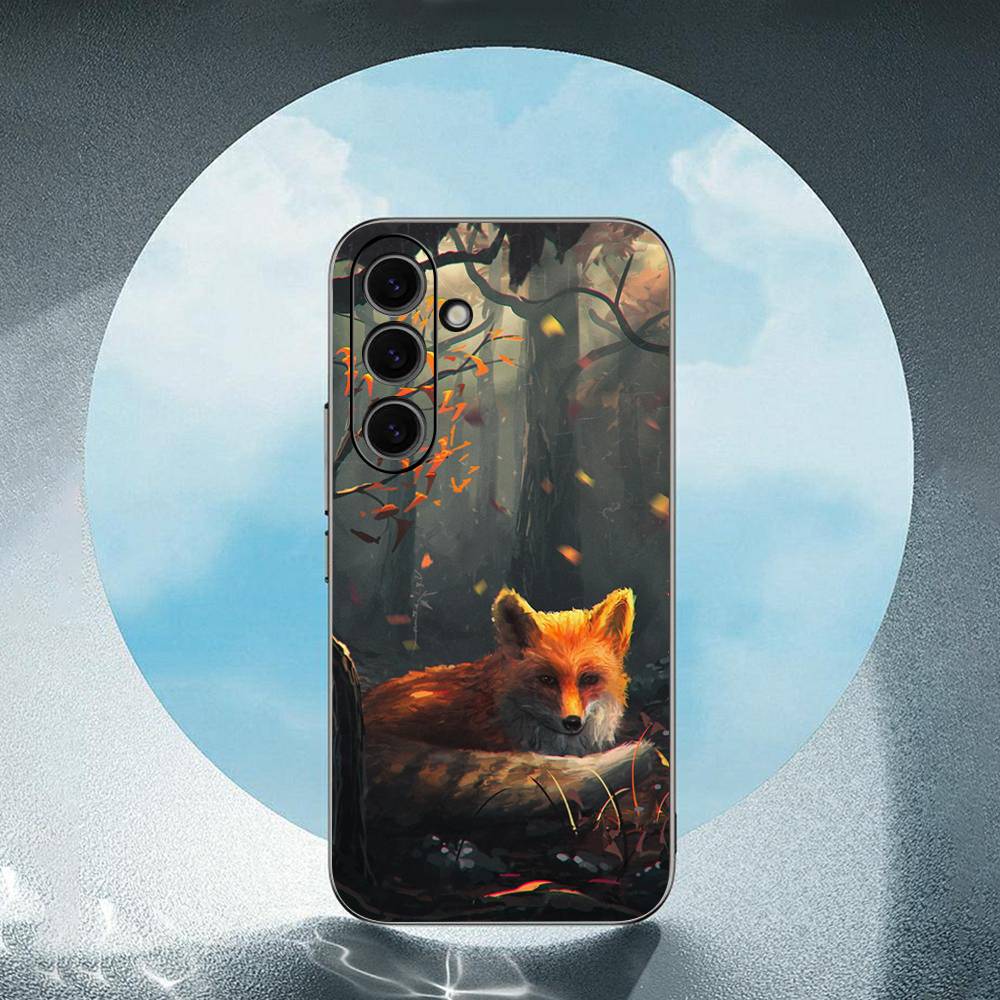 

Cute cartoon animal fox For Samsung Galaxy S25 S24 S23 Ultra S22 S21 Plus S20 Black Soft Silicone Protective Case SamsungS20fe