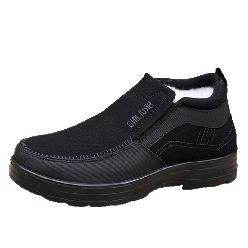 Men's Winter Wool Soft Sole Slip-Resistant Shoes for Elderly - Warm Casual Cotton Footwear