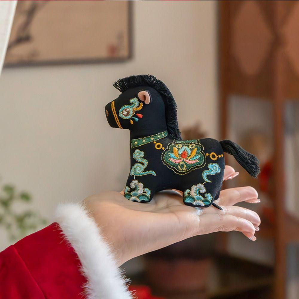 Brocade Zodiac Horse Sachet Embroidery Refillable Mascot Pony Pendant Chinese Style Zipper Design Pony Car Pendant