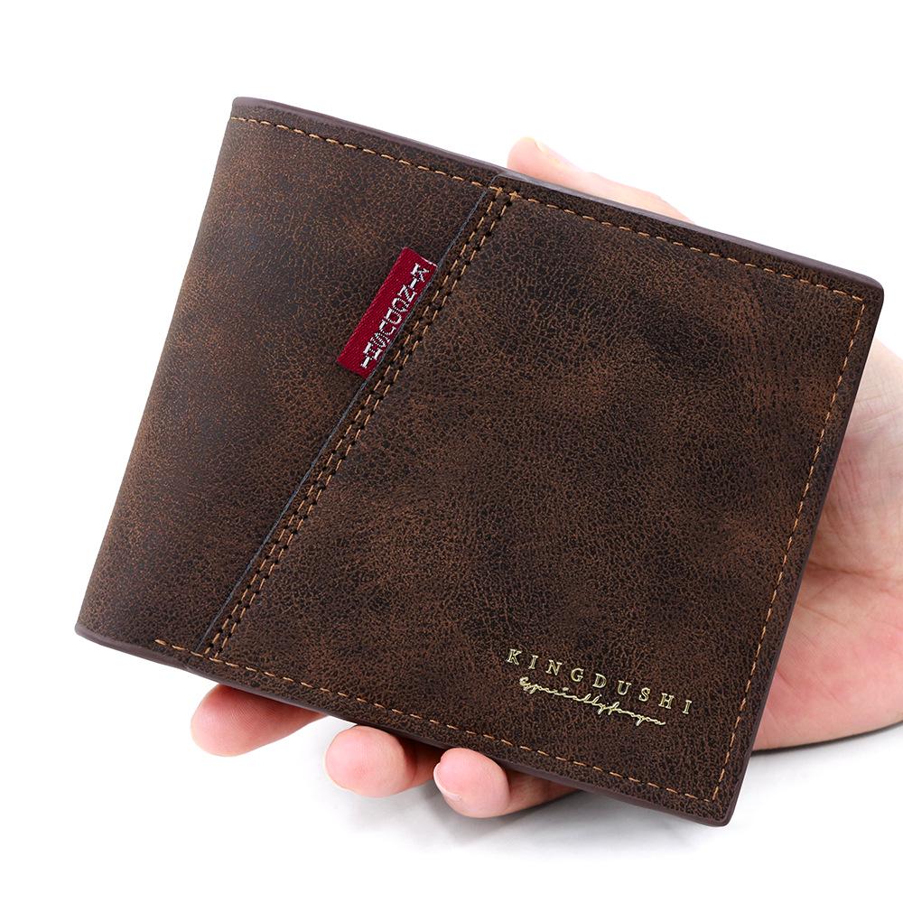 

Мужской короткий кошелек с карманом для монет на молнии и отделениями для нескольких карт – европейский и американский стиль темно-коричневого