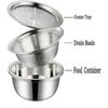 Multifunctional Stainless Steel Basin Stainless Steel Microporous Colander Multifunction Stainless Steel Basin with Grater Strainer and Drain Basket
