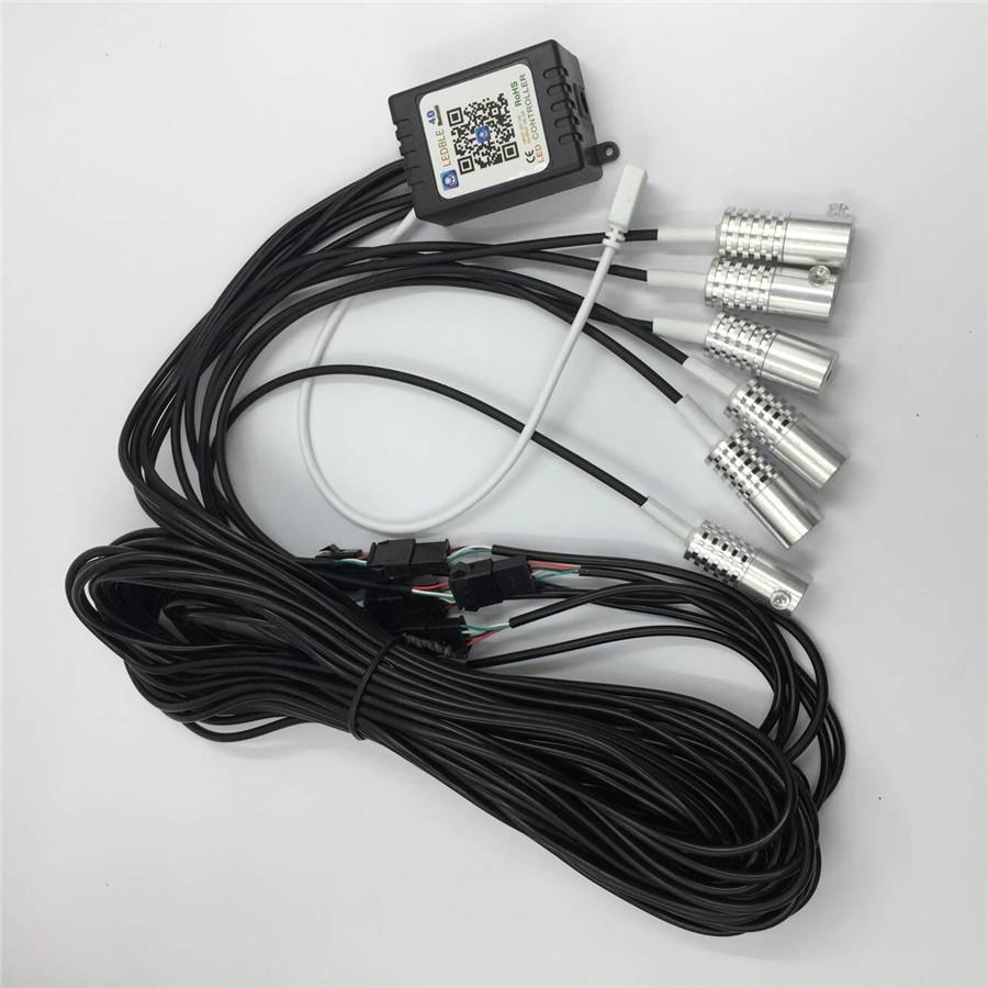 5PCS RGB LED Car Decor Neon With Foot Lamp integration Fiber Optical Strip Light
