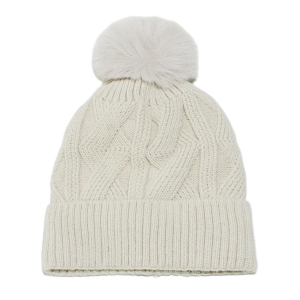 

Temu winter new pullover hat fleece warm cold hat solid color rhombus plaid knitted hat M（56-58cm） бежевий
