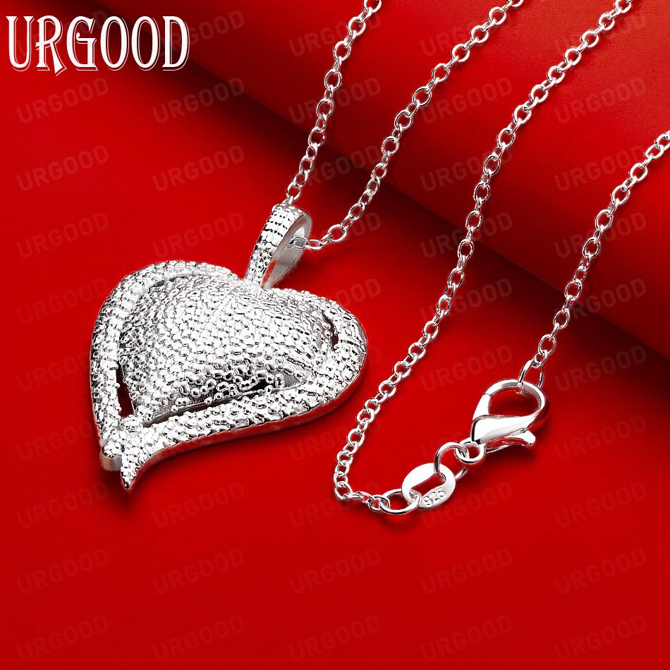 Exquisite And Romantic 925 Sterling Silver Heart-Shaped Pendant Necklace - Fashionable Wedding Jewelry