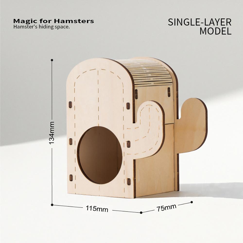 Wooden Hamster Cage for Small Pets, Cactus House, Squirrel Climbing Shelter, Rodents Hideout, Wooden Nest, Hamster Accessories,