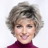 Women’s Synthetic Short Curly Wig Voluminous Flipped Style Gradient Gray Wig with Side Bangs