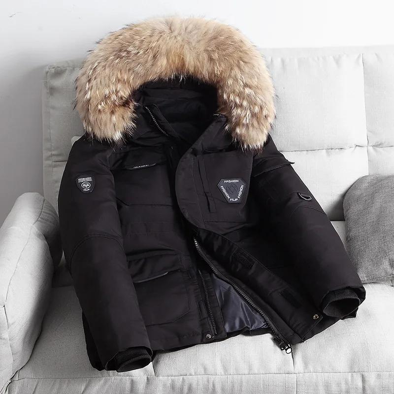 Winter Outdoor Men's and Women's Mid To Long Down Jacket Men's Winter Lovers Thickened Coat Work Clothes