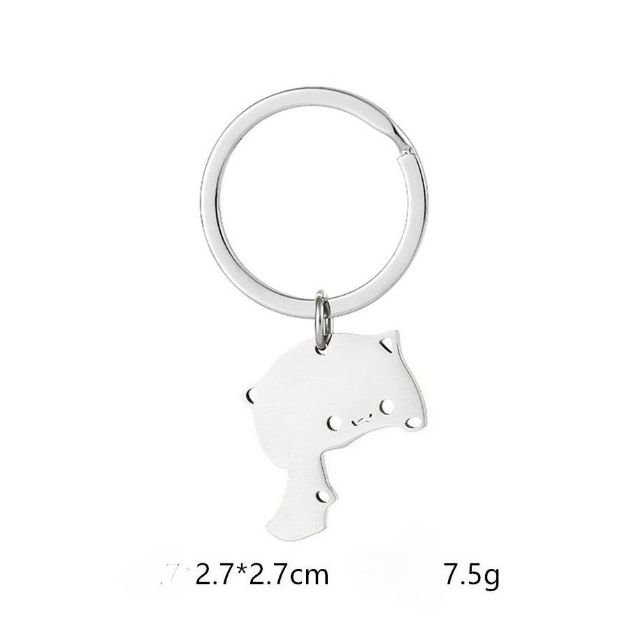 1 Pair Creativity Cute Stainless Steel Cartoon Cat Keychain Couple Animal Matching Key Ring Pendants Valentine Friendship Gift