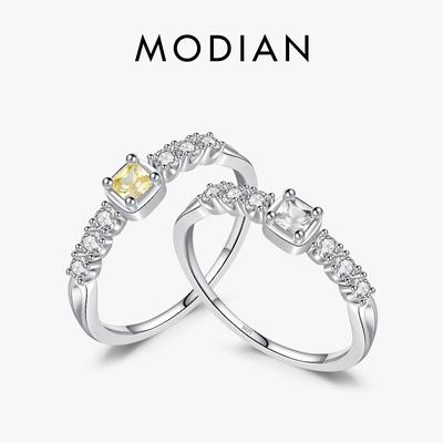 MODIAN 925 Sterling Silver Elegant Sweet Sugar Finger Rings For Women Yellow Clear Dazzling Cubic Zirconia Rings Fine Jewelry
