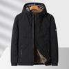 New Autumn and Winter Cotton Coat for Men's Hooded and Velvet Diamond Plaid Warm and Cold-proof Cotton Coat