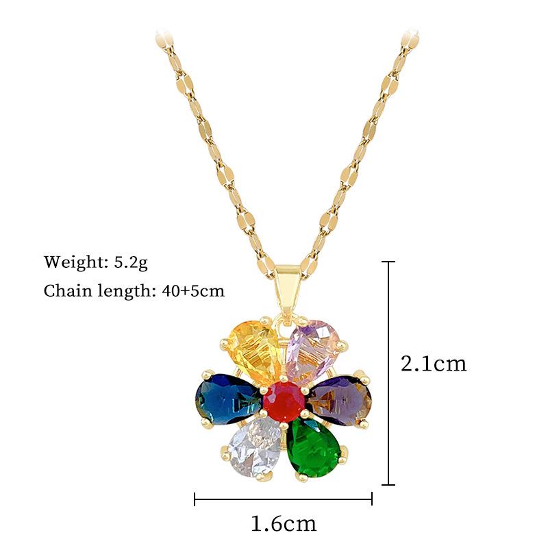 Rotating six leaf flower, necklace, light luxury style, full diamond necklace, women's versatile collarbone chain, titanium steel chain