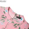 ZANZEA Women Casual Round Neck Short Sleeve Summer Floral Dress