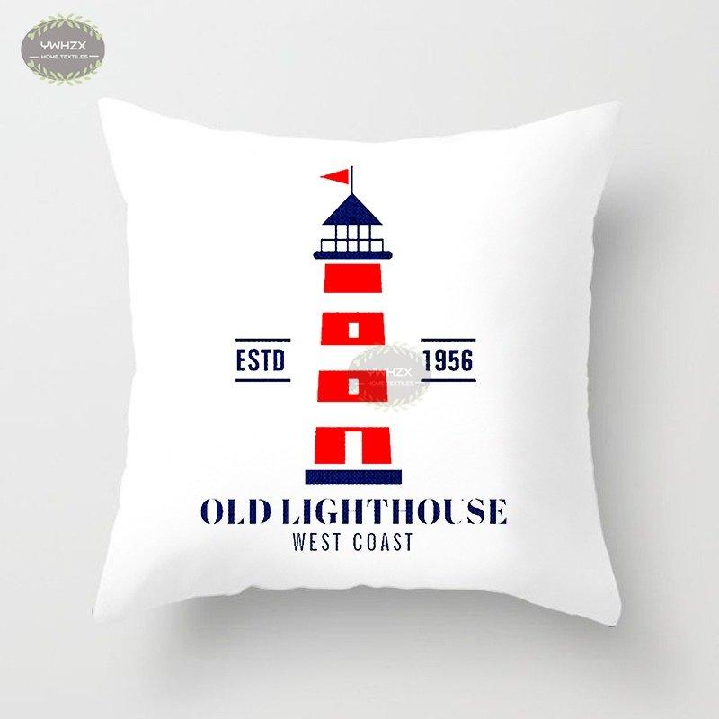 Compass Anchor Pattern Pillowcase Peach Skin Blue Mediterranean Style Gift Living Room Sofa Home Decor Car Seat Cushion Cover