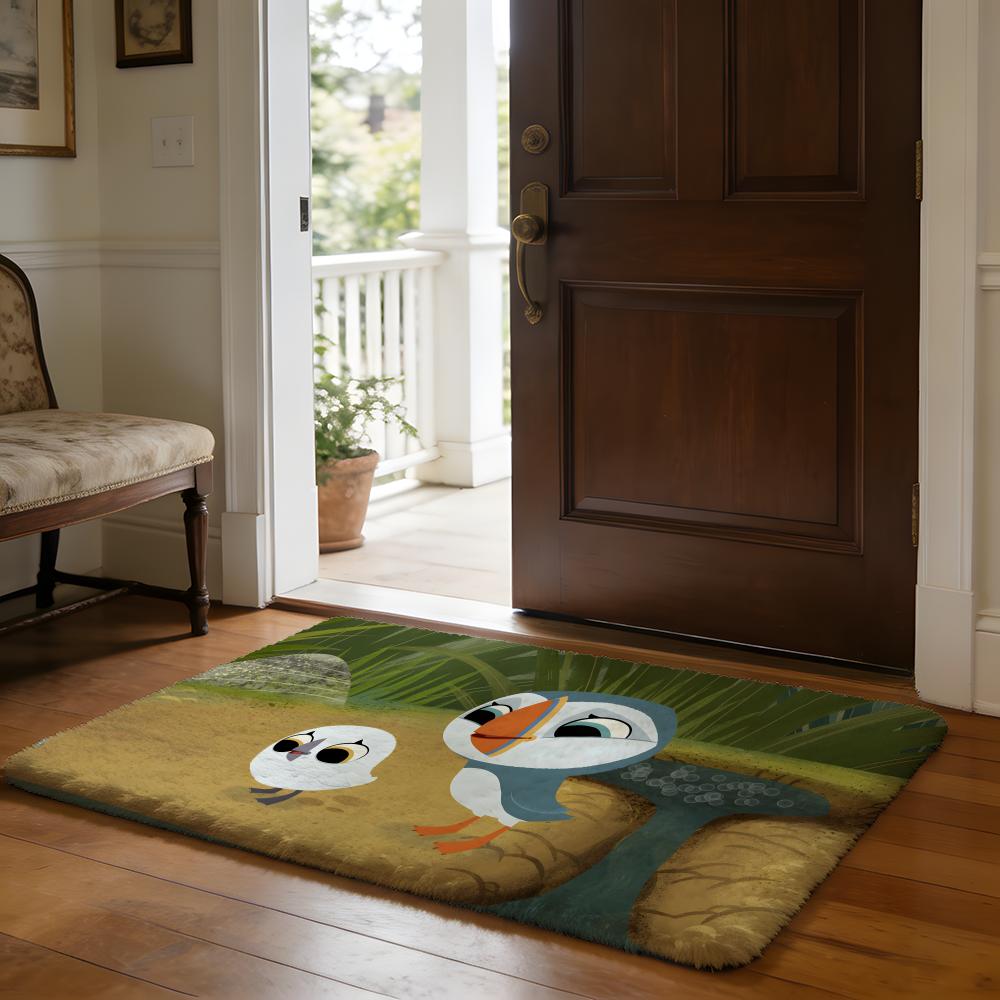 

Floor Mat Soft Flannel Rug Non-Slip Absorbent Mat for Bathroom Bedroom Home Decor Kwaii Anime P-Puffin Rock 50x80cm