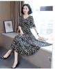 Summer dress women's summer new temperament large size long over knee waist thin floral dress fashion women's clothing