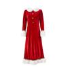 LYRIA New Christmas Adult Plush Edge Dress Women's Holiday Party Costume Santa Claus Cosplay Hat Apron Set Performance Costume