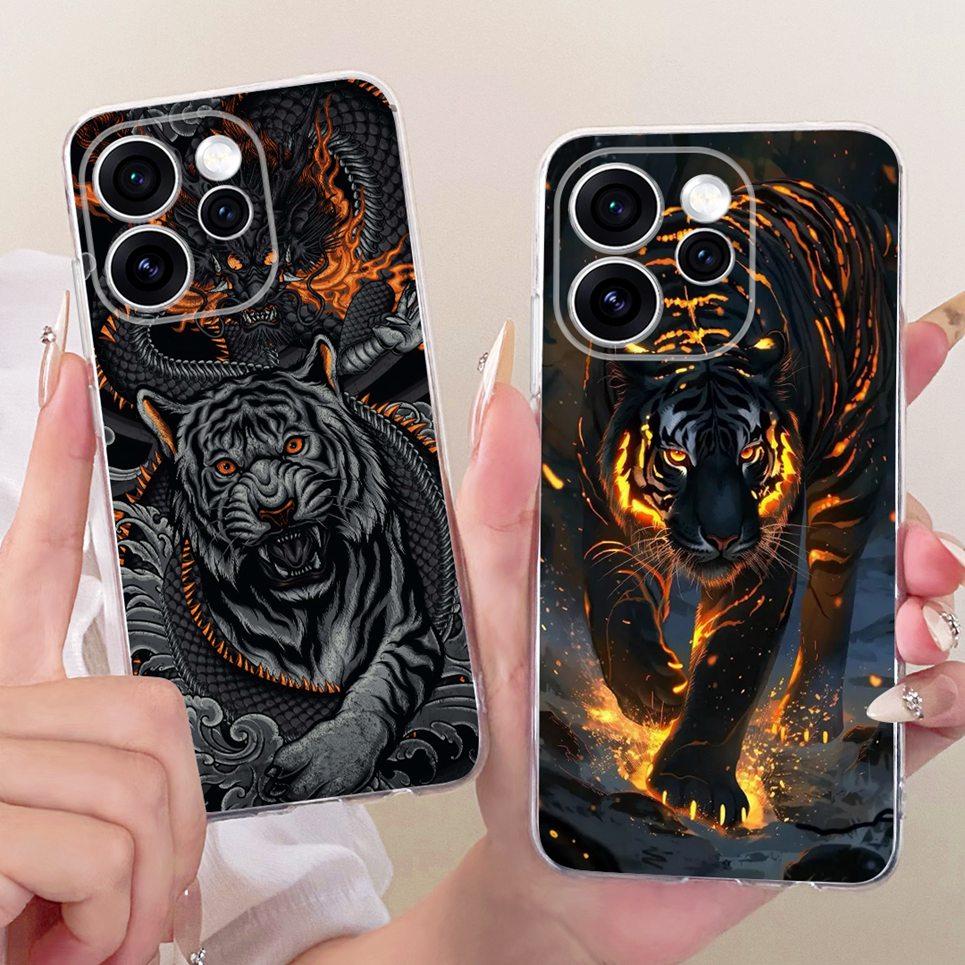 For Oppo Reno15 F Phone Case On Reno 15 15F Casing Cool Dragon Lion Tiger Cartoon Printed Back Cover Clear Soft Silicone Capa
