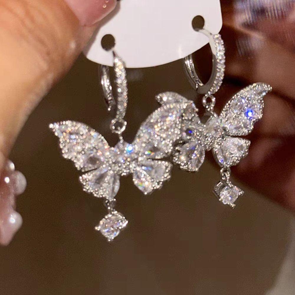 Zircon Butterfly Drop Earring Hook Piercing Ear Jewelry Accessories  Women