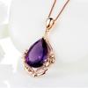 Amethyst Pendant Necklace: Rose Gold-Plated with Purple Gem and Elegant Micro-Paved Design.