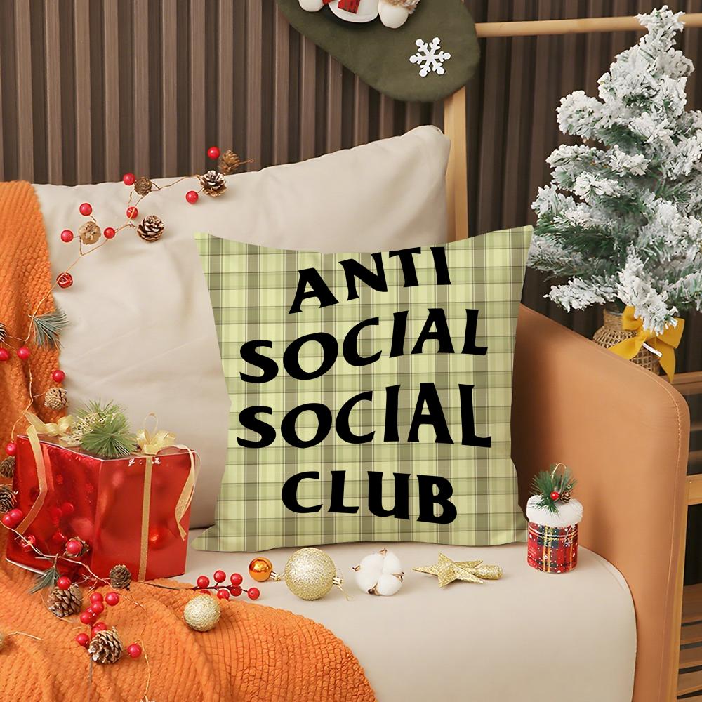 Cool A-Anti Social Social Club Pillow Case Printing Pillowcase Living Room Sofa Cushion Cover Bedroom Room Decor