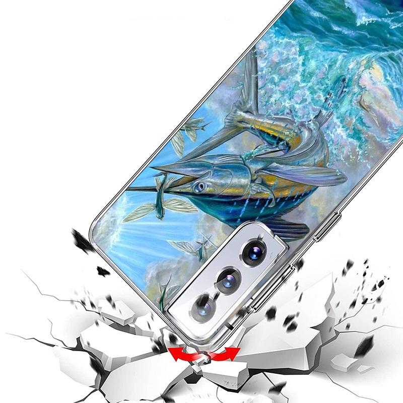 Offshore Angling Fishing Fish Rod Cover Phone Case For Samsung Galaxy S26 S25 Edge S24 Ultra S23 S22 Plus S21 S20 FE Soft Fundas