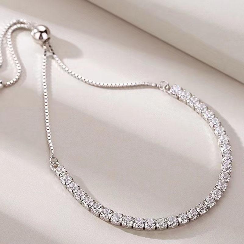 

New 925 Sterling Silver Bracelet Personality Charm Simple Shiny Zircon Bracelet Birthday Gift for Women s Exquisite Jewelry