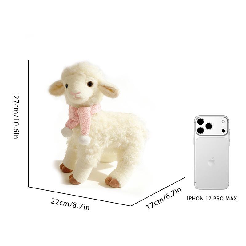 Adorable Little Sheep Plush Toy with Scarf - Soothing Gift for Children & Girls 26cm 0.14kg