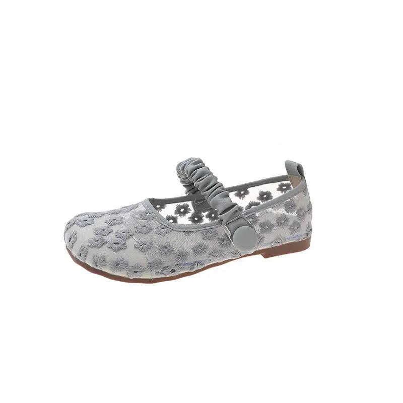 Ladies Footwear Round Toe Grey With Heel Transparent Women's Flat Shoes Cheap Clearance On Offer Elegant and Fashionable Dress