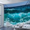 Realistic Ocean Wave Tapestry 3D Blue Sea Landscape Print Wall Hanging For Living Room Bedroom Home Decor Multiple Sizes