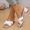 Summer New Woven High Heels Plus Size Block Heel Sandals Women